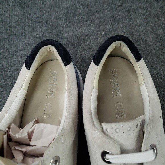 Geox Respira Shoes Womens Size 10 Beige Blue Suede Leather Platform‎ Brogue - Picture 11 of 15